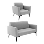Sofá Namoradeira Com Poltrona Pés Villach Marisa Suede Cinza