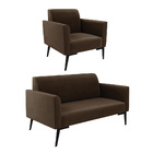 Sofá Namoradeira Com Poltrona Pés Villach Marisa Suede - Marr