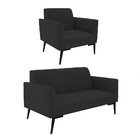 Sofá Namoradeira Com Poltrona Pés Villach Marisa Veludo   - P