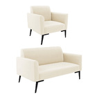 Sofá Namoradeira Com Poltrona Pés Villach Marisa Veludo Bege