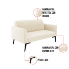 Sofá Namoradeira Com Poltrona Pés Villach Marisa Veludo Bege