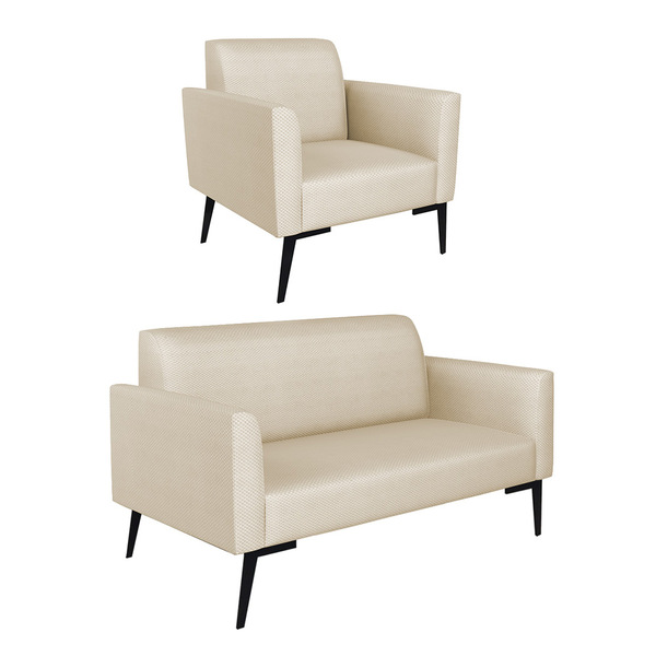 Sofá Namoradeira Com Poltrona Pés Villach Marisa Veludo Luxo