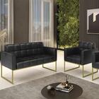 Sofá Namoradeira E 1 Poltrona Base Industrial Dourado Ana Sin