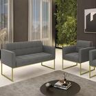 Sofá Namoradeira E 1 Poltrona Base Industrial Dourado Ana Sue