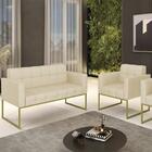 Sofá Namoradeira E 1 Poltrona Base Industrial Dourado Ana Vel