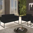 Sofá Namoradeira E 1 Poltrona Base Industrial Preto Ana Linho