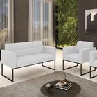 Sofá Namoradeira E 1 Poltrona Base Industrial Preto Ana Linho