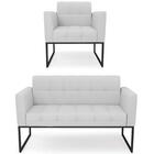 Sofá Namoradeira E 1 Poltrona Base Industrial Preto Ana Linho