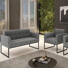 Sofá Namoradeira E 1 Poltrona Base Industrial Preto Ana Linho