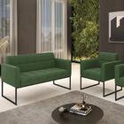 Sofá Namoradeira E 1 Poltrona Base Industrial Preto Ana Suede