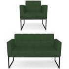 Sofá Namoradeira E 1 Poltrona Base Industrial Preto Ana Velud