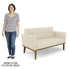 Sofá Namoradeira E 1 Poltrona Base Madeira Castanho Ana Linho