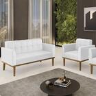 Sofá Namoradeira E 1 Poltrona Base Madeira Castanho Ana Sinté