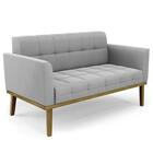 Sofá Namoradeira E 1 Poltrona Base Madeira Castanho Ana Suede