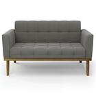 Sofá Namoradeira E 1 Poltrona Base Madeira Castanho Ana Suede