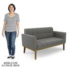 Sofá Namoradeira E 1 Poltrona Base Madeira Castanho Ana Suede