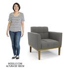 Sofá Namoradeira E 1 Poltrona Base Madeira Castanho Ana Suede