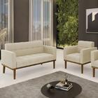 Sofá Namoradeira E 1 Poltrona Base Madeira Castanho Ana Suede