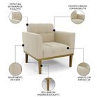 Sofá Namoradeira E 1 Poltrona Base Madeira Castanho Ana Suede