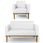 Sofá Namoradeira E 1 Poltrona Base Madeira Castanho Maressa S