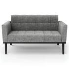 Sofá Namoradeira E 1 Poltrona Base Madeira Preto Ana Linho Gr