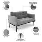 Sofá Namoradeira E 1 Poltrona Base Madeira Preto Ana Linho Gr