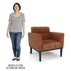 Sofá Namoradeira E 1 Poltrona Base Madeira Preto Ana Sintétic