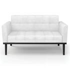 Sofá Namoradeira E 1 Poltrona Base Madeira Preto Ana Sintétic