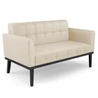 Sofá Namoradeira E 1 Poltrona Base Madeira Preto Ana Sintétic