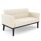 Sofá Namoradeira E 1 Poltrona Base Madeira Preto Ana Veludo B