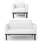 Sofá Namoradeira E 1 Poltrona Base Madeira Preto Maressa Sint