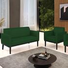 Sofá Namoradeira E 1 Poltrona Base Madeira Preto Maressa Velu