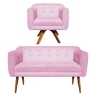 Sofá Namoradeira E 1 Poltrona Com Strass Julia Giratória Made