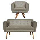 Sofá Namoradeira E 1 Poltrona Com Strass Julia Giratória Made