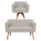 Sofá Namoradeira E 1 Poltrona Com Strass Julia Giratória Made