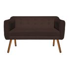 Sofá Namoradeira E 1 Poltrona Julia Giratória Madeira Linho M