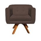 Sofá Namoradeira E 1 Poltrona Julia Giratória Madeira Linho M