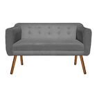 Sofá Namoradeira E 1 Poltrona Julia Giratória Madeira Linho M