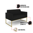 Sofá Namoradeira E 1 Poltrona Marisa Aço Industrial Dourado L