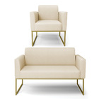 Sofá Namoradeira E 1 Poltrona Marisa Aço Industrial Dourado L