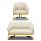 Sofá Namoradeira E 1 Poltrona Stella Industrial Dourado Sinté