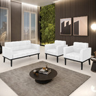 Sofá Namoradeira E 2 Poltronas Base De Madeira Preto Elisa Co