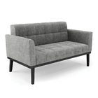 Sofá Namoradeira E 2 Poltronas Base De Madeira Preto Elisa Li