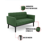 Sofá Namoradeira E 2 Poltronas Base De Madeira Preto Elisa Su