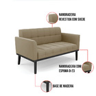 Sofá Namoradeira E 2 Poltronas Base De Madeira Preto Elisa Su