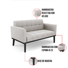 Sofá Namoradeira E 2 Poltronas Base De Madeira Preto Elisa Ve