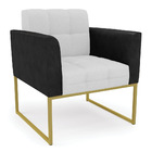 Sofá Namoradeira E 2 Poltronas Base Industrial Dourado Elisa