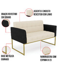 Sofá Namoradeira E 2 Poltronas Base Industrial Dourado Elisa