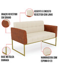 Sofá Namoradeira E 2 Poltronas Base Industrial Dourado Elisa