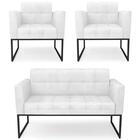 Sofá Namoradeira E 2 Poltronas Base Industrial Preto Ana Sint